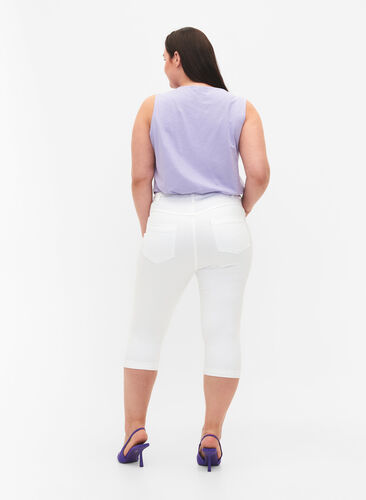 Zizzi Hoch taillierte Amy Capri Jeans mit Super Slim Fit, Bright White, Model image number 1