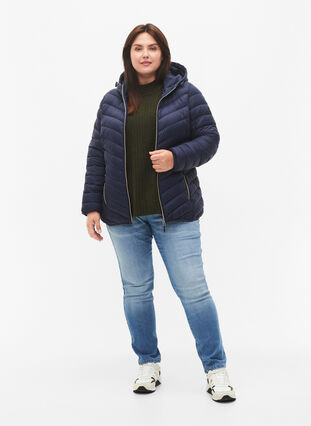 Zizzi Leichte Jacke mit Kapuze, Navy Blazer, Model image number 2