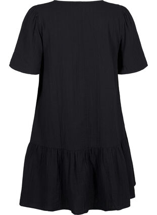 Zizzi Kurzärmliges Kleid aus Baumwolle mit A-Linien-Schnitt, Black, Packshot image number 1