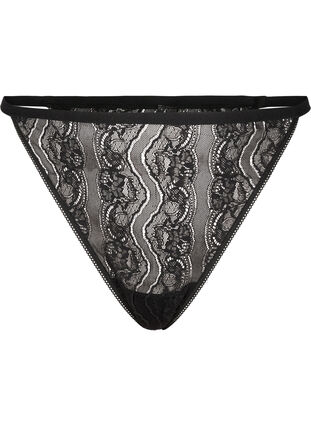 Zizzi G-String mit Spitze und elastischer Taille, Black, Packshot image number 0