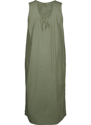 Zizzi Ärmelloses Kleid aus Baumwollmischung mit Leinen, Deep Lichen Green, Packshot image number 1