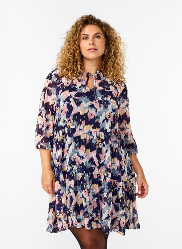 Zizzi Tunika mit Blumendruck und Lurex, Night Sky AOP Flower, Model image number 0