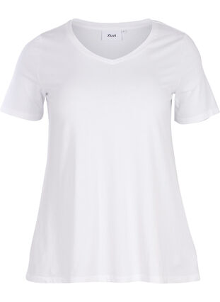 Zizzi Einfarbiges basic T-Shirt aus Baumwolle, Bright White, Packshot image number 0
