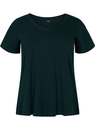 Zizzi Unifarbenes Basic-T-Shirt aus Baumwolle, Scarab, Packshot image number 0