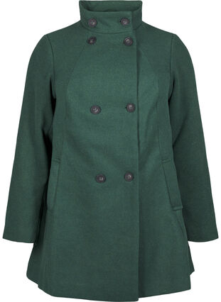 Zizzi Kurzer A-linienförmiger Trenchcoat, Trekking Green Mel., Packshot image number 0