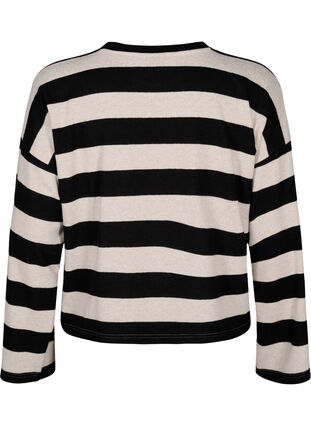 Zizzi  Langärmlige Bluse mit Streifenmuster, Bl. Beige Mel.Stripe, Packshot image number 1