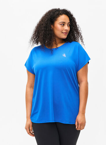 Zizzi Kurzarm Trainingsshirt, Princess Blue, Model image number 0