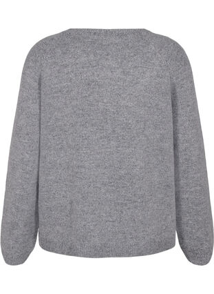 Zizzi Locker sitzende Strickbluse mit Rundhalsausschnitt, Medium Grey Melange, Packshot image number 1