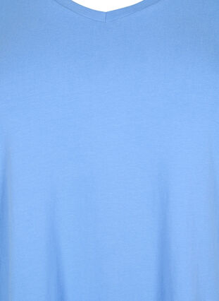 Zizzi Einfarbiges basic T-Shirt aus Baumwolle, Blue Bonnet, Packshot image number 2