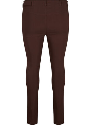 Zizzi Eng anliegende Hose mit Reißverschlussdetails, Coffee Bean, Packshot image number 1