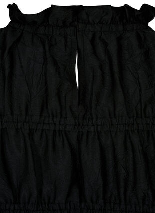 Zizzi Kleid mit Rüschen und elastischen Schnittlinien, Black, Packshot image number 3