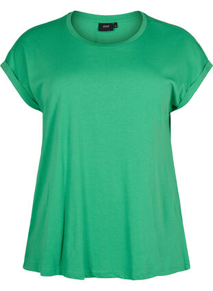 Zizzi Kurzärmliges T-Shirt aus einer Baumwollmischung, Kelly Green, Packshot image number 0