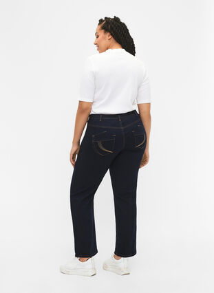 Zizzi Regular Fit Gemma Jeans mit hoher Taille, Blue denim, Model image number 2