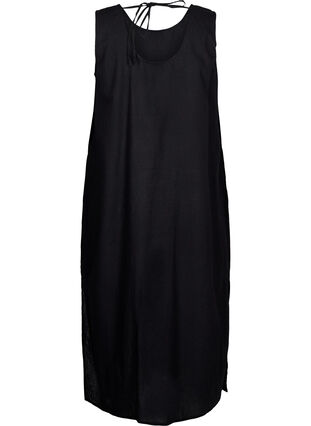 Zizzi Ärmelloses Kleid aus Baumwollmischung mit Leinen, Black, Packshot image number 1