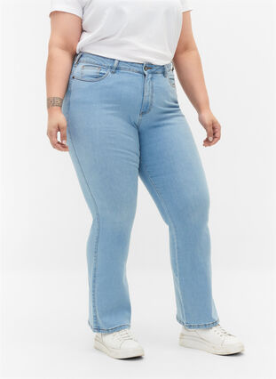 Zizzi Ellen Bootcut-Jeans mit hoher Taille., Ex Lgt Blue, Model image number 2