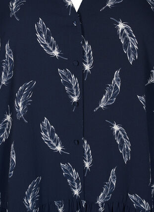 Zizzi Midi-Kleid mit langen Ärmeln, Navy B. Feather AOP, Packshot image number 2