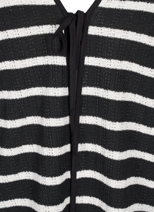 Zizzi Strickjacke mit Bindebändchen, Black White stripe, Packshot image number 2