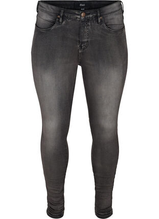 Zizzi Extra schmale Amy Jeans mit hoher Taille, Dark Grey Denim, Packshot image number 0