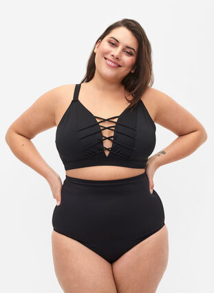 Zizzi Bikini-Hose mit extra hoher Taille, Black, Model image number 0