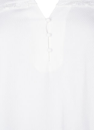 Zizzi  Viskosebluse mit Smok- und Rüschendetail, Bright White, Packshot image number 2