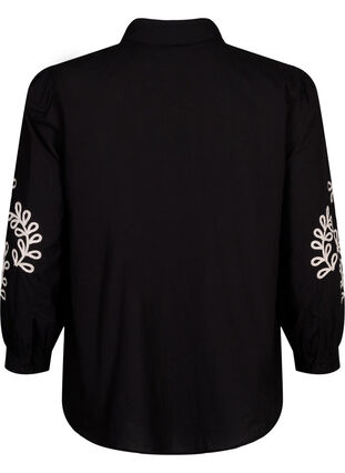 Zizzi Lockeres Baumwollshirt mit Stickerei., Black, Packshot image number 1