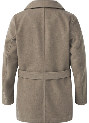 Zizzi Kurze Wolljacke mit Gürtel, Desert Taupe Mel., Packshot image number 1