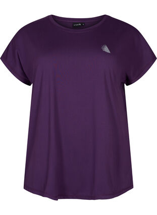 Zizzi Kurzarm Trainingsshirt, Purple Pennant, Packshot image number 0