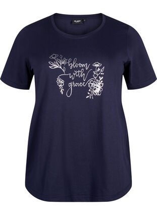 Zizzi FLASH - T-Shirt mit Motiv, Navy Blazer Bloom, Packshot image number 0