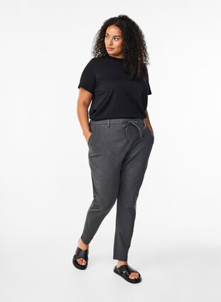 Zizzi Cropped Maddison Hose, Dark Grey Melange, Model image number 0