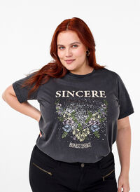 Bedrucktes T-Shirt aus Bio-Baumwolle, D.Grey Wash Sincere, Model