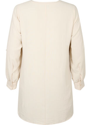 Zizzi Solide Farbe Tunika mit V-Ausschnitt und Knöpfen, Warm Off-white, Packshot image number 1