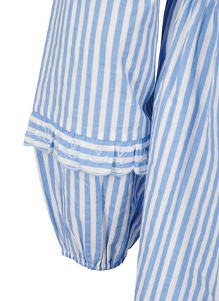 Zizzi Gestreifte Bluse mit offener Vorderseite und Stickereien, C. Blue White Stripe, Packshot image number 3