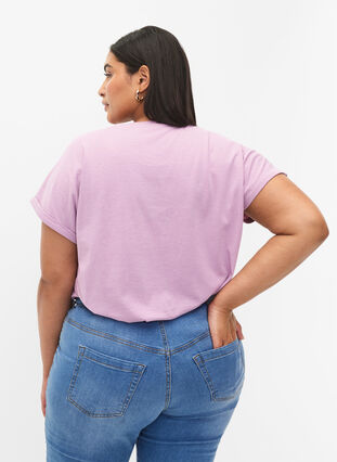 Zizzi Kurzärmliges T-Shirt aus einer Baumwollmischung, Lavender Mist, Model image number 1