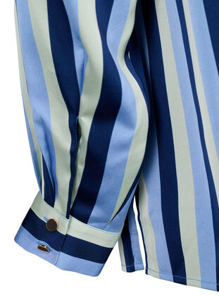 Zizzi Gestreiftes Hemd aus  Satin, Blue Stripe, Packshot image number 3