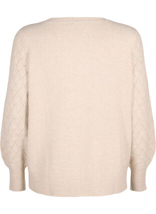 Zizzi  Strickbluse mit Spitzenmuster, Pumice Stone Mel., Packshot image number 1