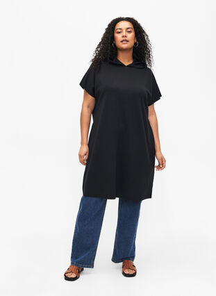 Zizzi Sweatshirtkleid mit kurzen Ärmeln aus Modal-Mix, Black, Model image number 3