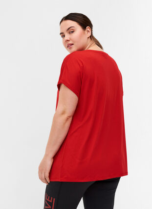 Zizzi Einfarbiges Trainings-T-Shirt., Haute Red, Model image number 1