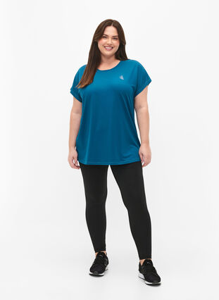 Zizzi Kurzärmeliges Trainings-T-Shirt, Deep Lagoon, Model image number 2