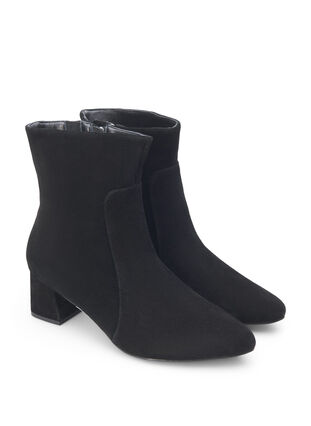 Zizzi Extra-Weite - Knöchenstiefel aus Wildleder mit Absatz, Black, Packshot image number 1