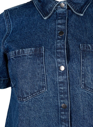 Zizzi Langes Denim-Shirt mit kurzen Ärmeln, Blue Denim, Packshot image number 2