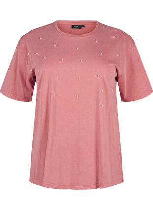 Zizzi T-Shirt mit Perlen, Heather Rose Washed, Packshot image number 0