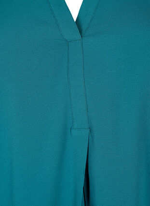 Zizzi Unifarbene Bluse mit V-Ausschnitt, Deep Teal, Packshot image number 2