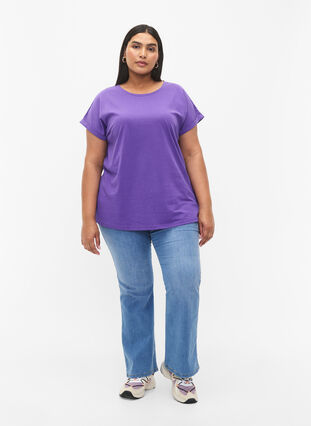 Zizzi Kurzärmliges T-Shirt aus einer Baumwollmischung, ULTRA VIOLET, Model image number 2