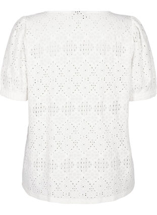 Zizzi  Kurzärmelige Bluse mit Lochmuster, Bright White, Packshot image number 1