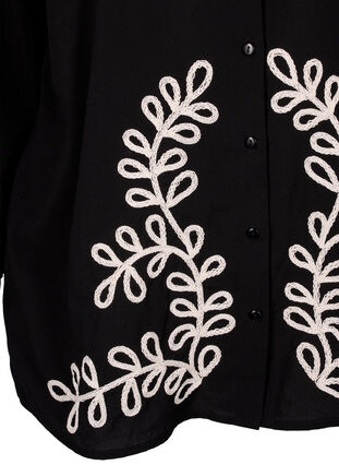 Zizzi Lockeres Baumwollshirt mit Stickerei., Black, Packshot image number 3