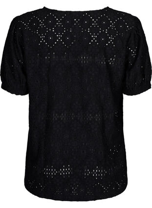 Zizzi  Kurzärmelige Bluse mit Lochmuster, Black, Packshot image number 1