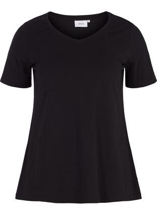 Zizzi Einfarbiges basic T-Shirt aus Baumwolle, Black, Packshot image number 0