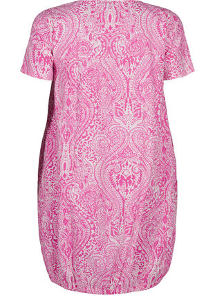 Zizzi Kurzärmliges Baumwollkleid mit Paisley-Print, Shocking P. Paisley , Packshot image number 1