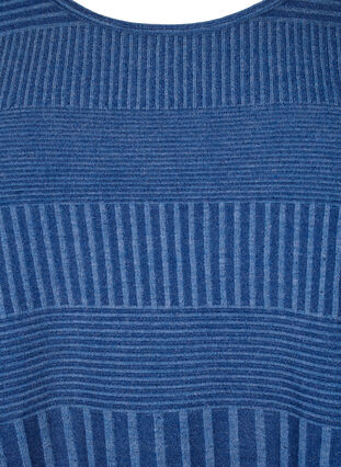 Zizzi Kleid mit 3/4-Ärmeln und Streifenmuster, Estate Blue Melange, Packshot image number 2