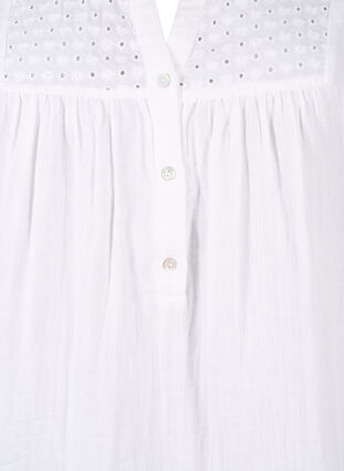 Zizzi  Baumwollbluse mit Lochstickerei und 3/4-Ärmeln, Bright White, Packshot image number 2